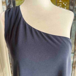 Green Envelope Blue One-Shoulder Top